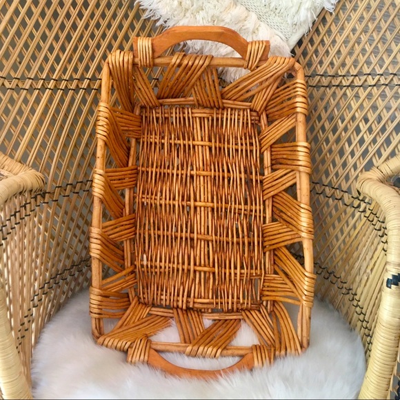 Vtg Woven Basket Rectangle Boho